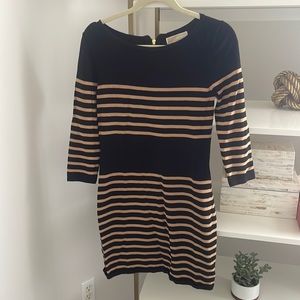 Michael Kors black and beige long sleeve striped dress